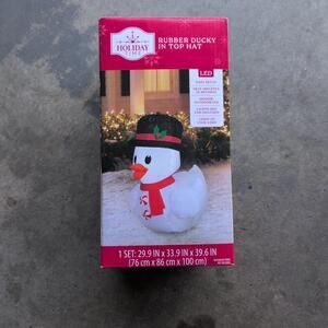 Holiday Time Rubber Ducky In Top Hat Yard Inflatable Light Up 3 FT Christmas NEW